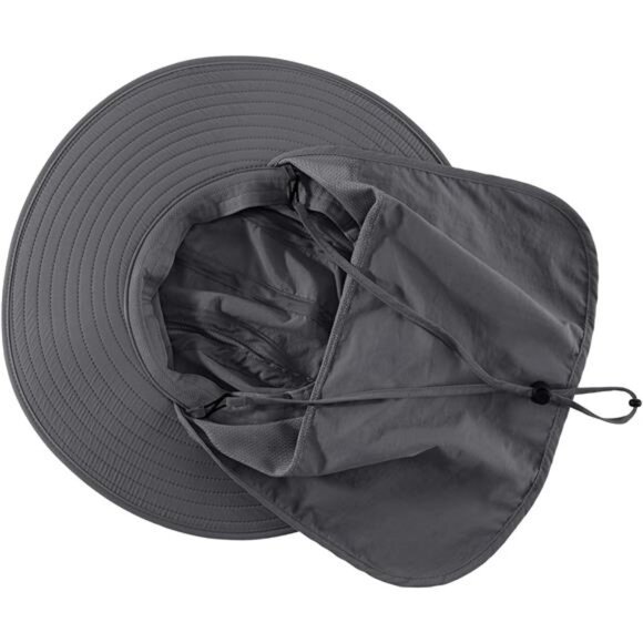 Mens UPF 50+ Sun Protection Cap Wide Brim Fishing Hat with Neck Flap Sun Hat - Picture 6 of 7